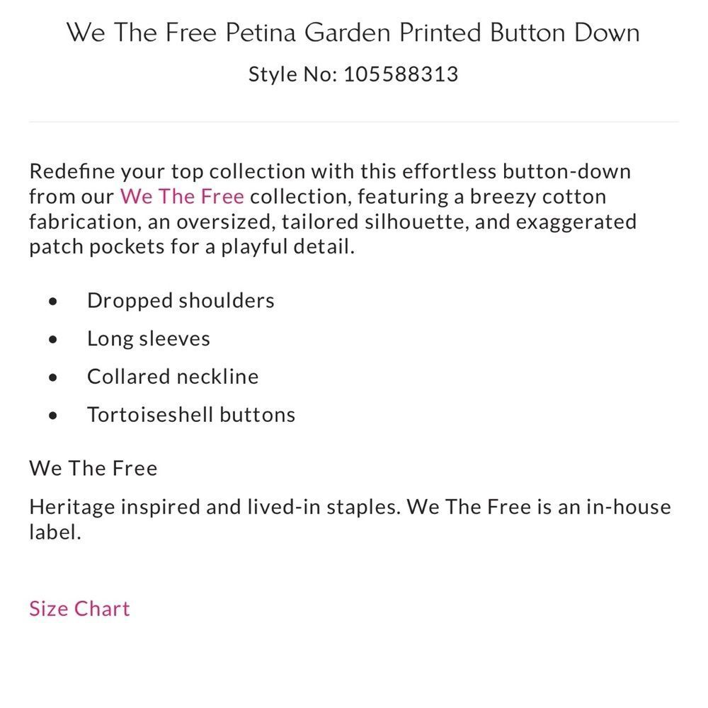 Free People We the Free Petina Garden Printed Buttondown Shirt Peachy Wash Combo - Picture 3 of 9